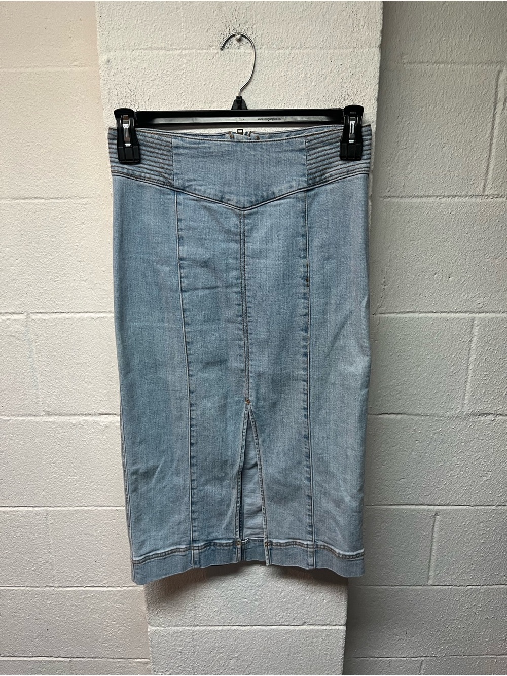Free People Light Blue Denim Pencil Skirt